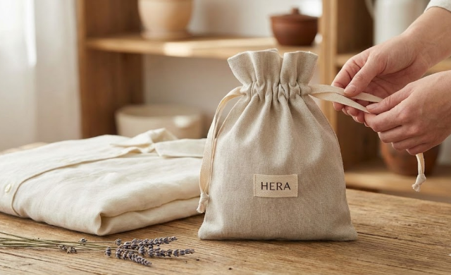 HERA linen pouch packaging